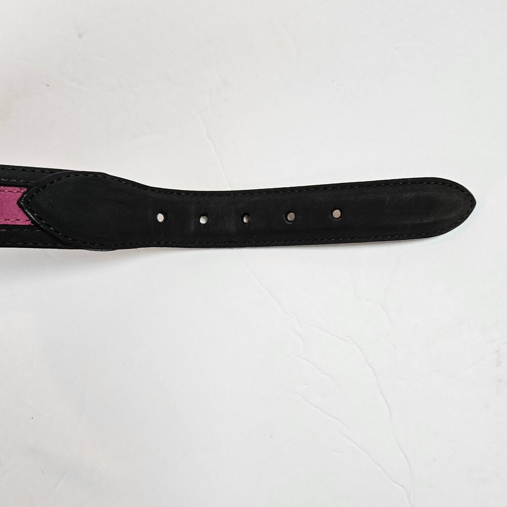 Ashworth Oil Tanned NuBuck Two Color Purple Black Belt Women's Medium - Picture 3 of 10